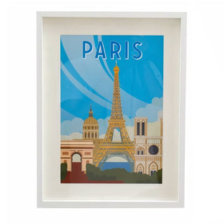 Set of 3 White Framed City Prints London Paris & New York Travel Posters 31x41cm