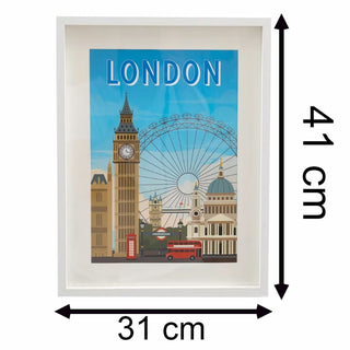 Set of 3 White Framed City Prints London Paris & New York Travel Posters 31x41cm