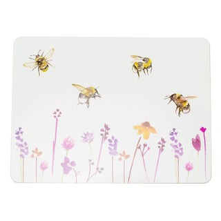 Set Of 4 Busy Bees Floral Table Placemats | Floral Bee Dining Table Mats | Bumble Bee Plate Mat Settings