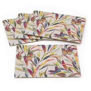 Set of 4 Butterfly Placemats & Coasters | 8 Piece Kitchen Dining Table Mat Set