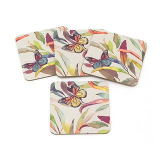 Set of 4 Butterfly Placemats & Coasters | 8 Piece Kitchen Dining Table Mat Set