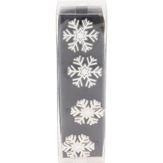 Set of 4 Silver White Festive Napkin Holders | Snowflake Christmas Napkin Rings