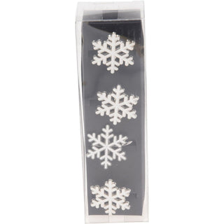 Set of 4 Silver White Festive Napkin Holders | Snowflake Christmas Napkin Rings