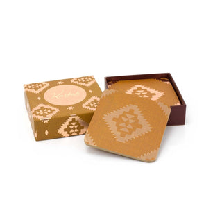 Set Of 6 Moroccan Style Kasbah Square Cork Coasters for Drinks, Cups, and Mugs