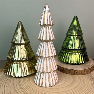 Shabby Chic White Wooden Christmas Tree | Freestanding Rustic Ornament - 21cm