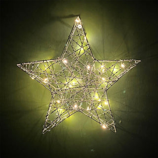 Silver Christmas Star Light | Silver Wire LED Standing Star Decoration - 30cm