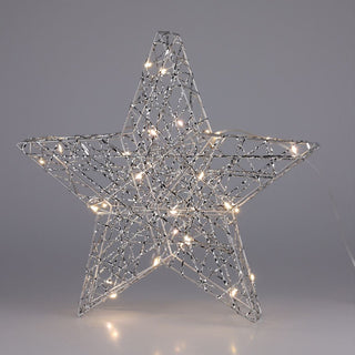 Silver Christmas Star Light | Silver Wire LED Standing Star Decoration - 30cm