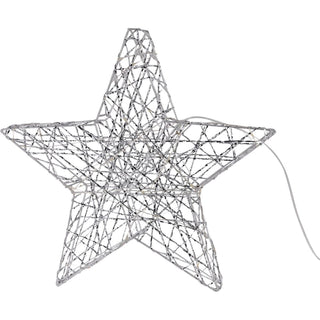 Silver Christmas Star Light | Silver Wire LED Standing Star Decoration - 30cm