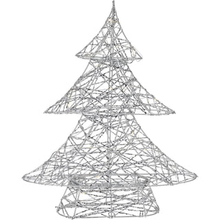 Silver Christmas Tree Light | Silver Wire LED Standing Tree Decoration - 30cm