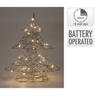 Silver Christmas Tree Light | Silver Wire LED Standing Tree Decoration - 30cm