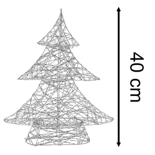 Silver Christmas Tree Light | Silver Wire LED Standing Tree Decoration - 30cm