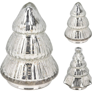 Silver Glass Christmas Tree | Freestanding Mottled Gold Tree Ornament - 13cm