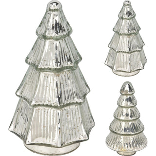 Silver Glass Christmas Tree | Freestanding Mottled Gold Tree Ornament - 20cm