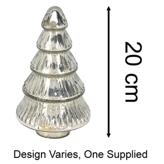 Silver Glass Christmas Tree | Freestanding Mottled Gold Tree Ornament - 20cm