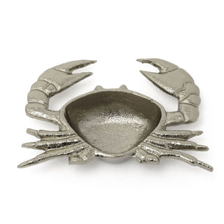 Silver Metal Crab Trinket Dish | Nautical Jewellery Tray & Storage Bowl - 18cm