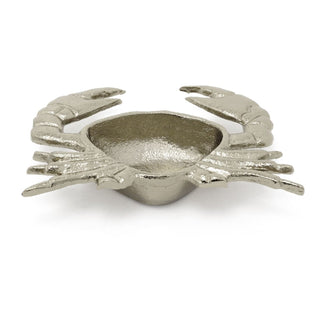 Silver Metal Crab Trinket Dish | Nautical Jewellery Tray & Storage Bowl - 18cm