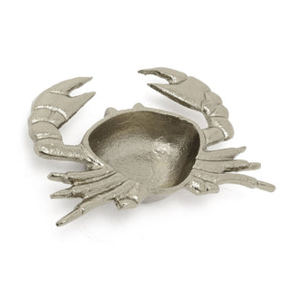 Silver Metal Crab Trinket Dish | Nautical Jewellery Tray & Storage Bowl - 18cm