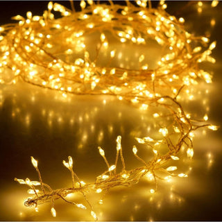 Silver Wire Cluster Lights | Indoor Outdoor 100 LED Warm White Fairy Lights