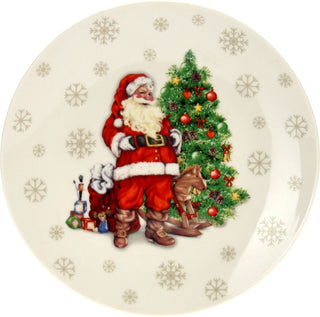 Small Santa Claus Christmas Plate | Ceramic Festive Side Plate Dish - 20cm