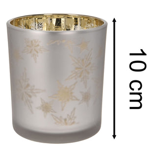 Snowflake Tealight Holder | Frosted Glass Christmas Tea Light Candle Holder 10cm