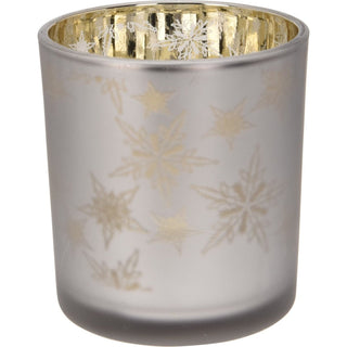 Snowflake Tealight Holder | Frosted Glass Christmas Tea Light Candle Holder 8cm