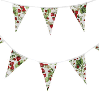 Strawberry Fabric Bunting | Vintage Cotton Garland with 12 Pennants - 3.2m