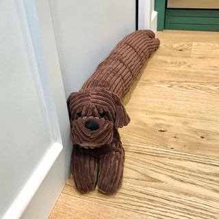 Take Me Home Ribbed Fabric Dog Draught Excluder ~ Chocolate