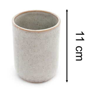 Taupe Stoneware Tumbler Toothbrush Holder | Reactive Glaze Bathroom Cup - 11cm