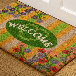 The Flower Shop Doormat | Non - slip Pvc Backed Natural Coir Doormat - 60x40cm