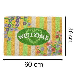 The Flower Shop Doormat | Non - slip Pvc Backed Natural Coir Doormat - 60x40cm