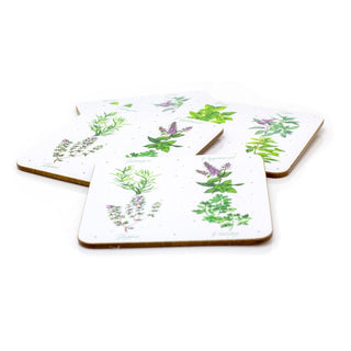 The Herb Garden - Set Of 4 Drinks Coasters | 4 Piece Square Drinks Coaster Set