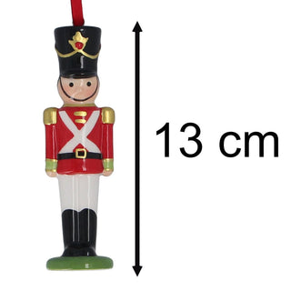 Toy Soldier Christmas Bauble | Red Soldier Ceramic Hanging Tree Ornament - 13cm