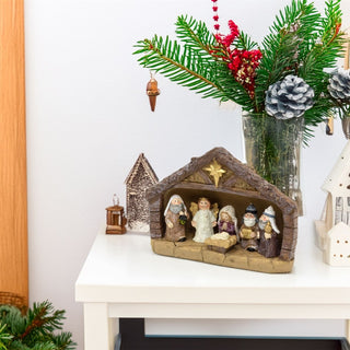 Traditional Christmas Nativity Set with 6 Figures | Nativity Scene Ornament