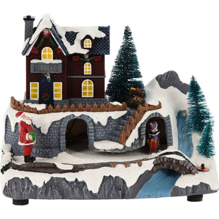 Traditional Christmas Village Scene | LED Light - Up Ornament with Movement - 20cm