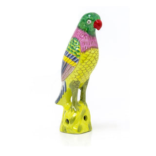 Vibrant Porcelain Parrot Ornament | Ceramic Bird Statue Parrot Sculpture - 27cm