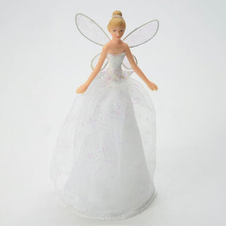 White Angel Christmas Tree Topper | Iridescent Fairy Angel Tree Ornament - 19cm