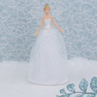 White Angel Christmas Tree Topper | Iridescent Fairy Angel Tree Ornament - 19cm