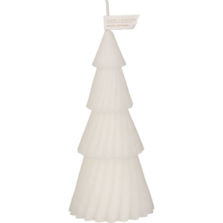 White Christmas Tree Shaped Candle | Unscented Novelty Xmas Tree Candle - 17cm