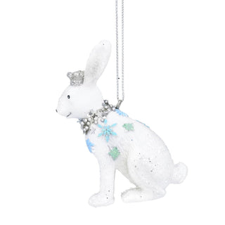 White Hare Christmas Tree Bauble | Resin Rabbit Christmas Tree Ornament - 10cm