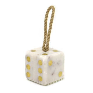 White Marble Dice Doorstop | Chunky Cube Indoor Weighted Dice Door Stop - 1.5kg