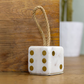 White Marble Dice Doorstop | Chunky Cube Indoor Weighted Dice Door Stop - 1.5kg