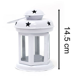 White Moroccan Style Metal Lantern Tealight Holder | Tea Light Candle Lantern