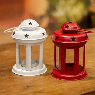 White Moroccan Style Metal Lantern Tealight Holder | Tea Light Candle Lantern