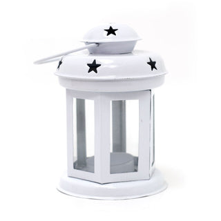 White Moroccan Style Metal Lantern Tealight Holder | Tea Light Candle Lantern