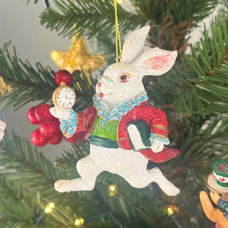 White Rabbit Christmas Bauble Alice in Wonderland Christmas Tree Ornament - 9cm