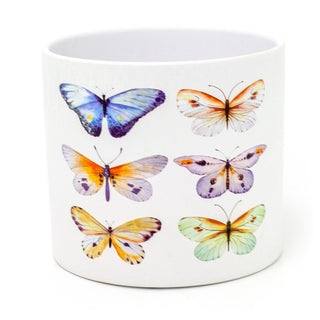 White Terracotta Planter | Nature - Inspired Butterflies and Dragonflies Plant Pot