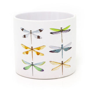 White Terracotta Planter | Nature - Inspired Butterflies and Dragonflies Plant Pot