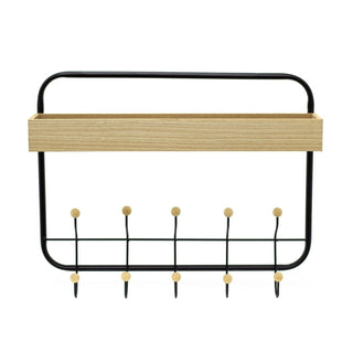 Wooden Wall Hanging Shelf With 5 Coat Hooks | Wall Mounted Hallway Coat Rack